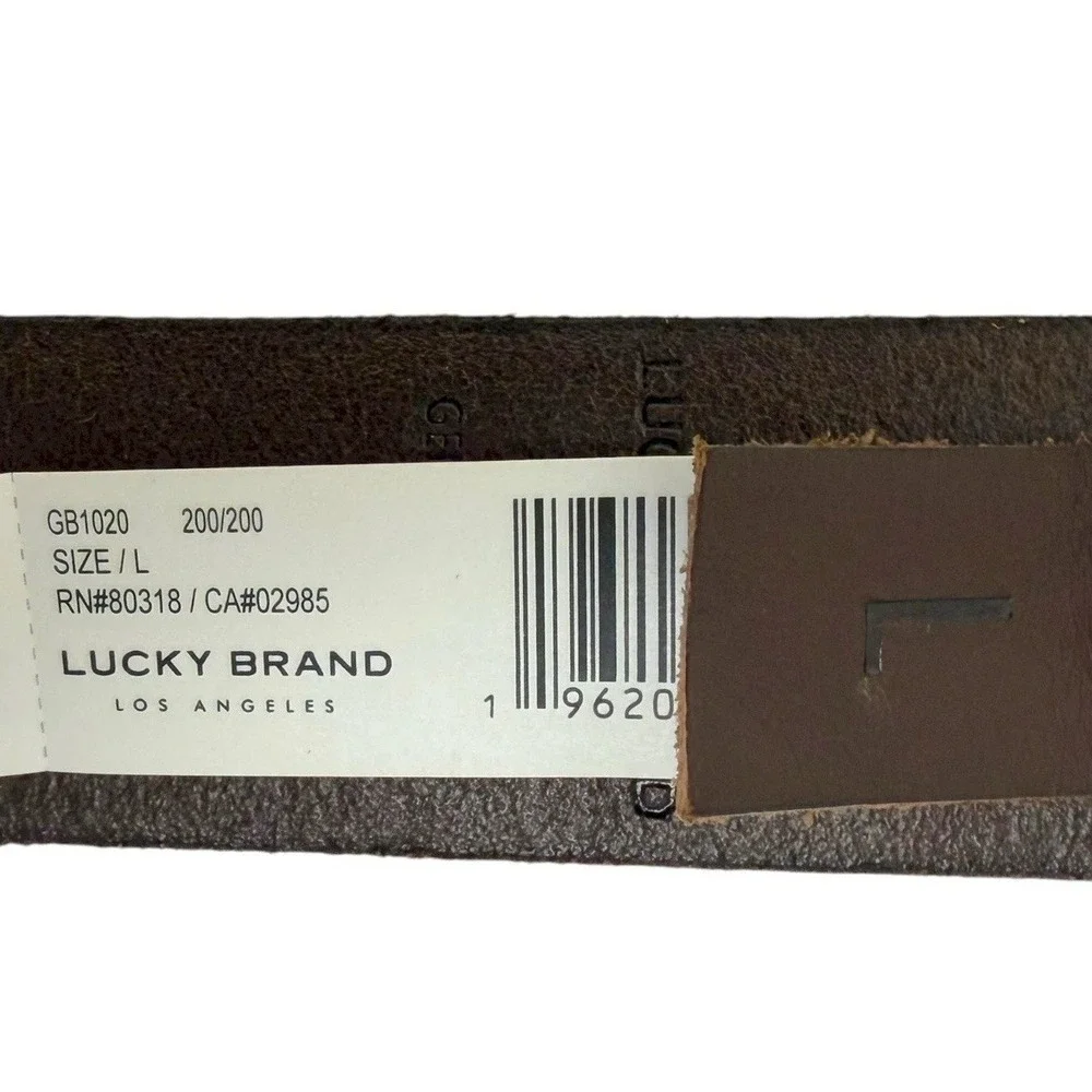 Lucky Brand Womens Size Large Brown‎ Leather Embossed Paisley Studded Belt NWT